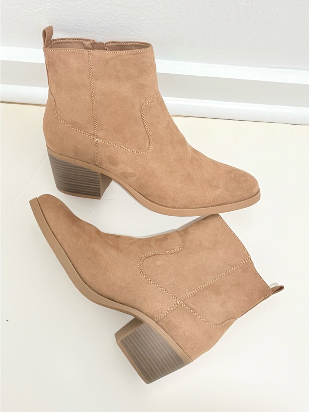 Old Navy Tan Faux Suede Western Ankle Boots